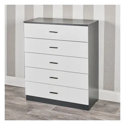 (Black Carcass with White Drawers, 5) URBNLIVING Drawer Wooden Bedroom Chest Cabinet