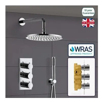 CALLA ROUND CONCEALED WAY DIAL THERMOSTATIC VALVE SHOWER HEAD AND HANDSET