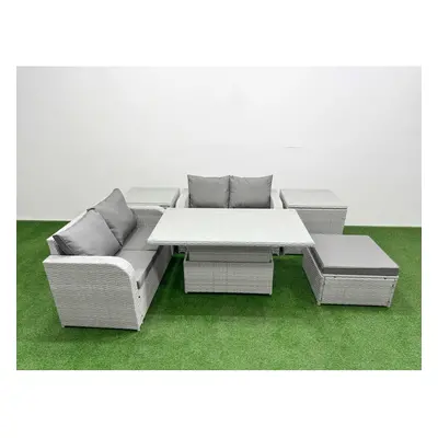 Fimous Seater Outdoor Love Sofa Set Rattan Garden Furniture Set with Adjustable Lifting Dining o