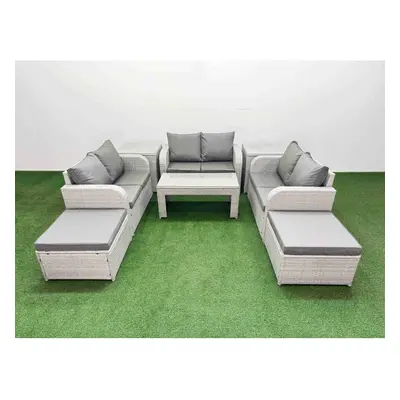 Fimous Seater PE Wicker Rattan Furniture Sofa Sets with Oblong Coffee Table Seater Love Sofa Big