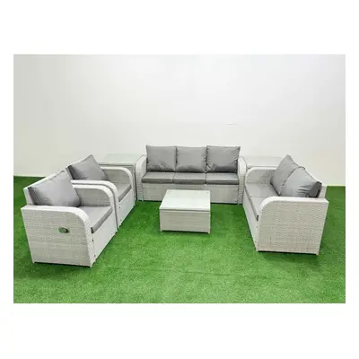 Fimous PE Rattan Garden Furniture Set Adjustable Chair Sofa Double Love Seat Seater Sofa Lounge 