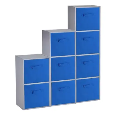 (Grey, Dark Blue) Cubed Wooden Storage Units Shelves + Drawers