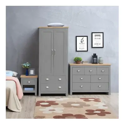 Lisbon Piece Set Wardrobe Drawer Chest Drawer Bedside Table Light Grey