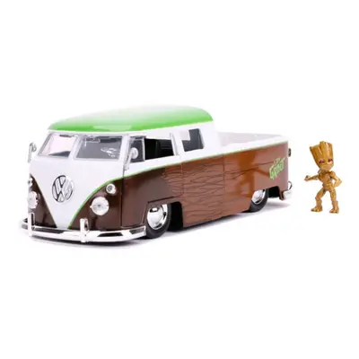 1963 Volkswagen Bus Pickup Truck with Groot Diecast Figurine Guardians of the Galaxy Marvel Seri