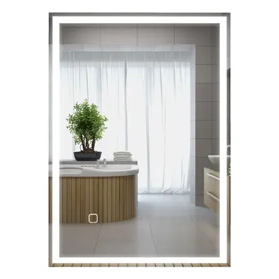 HOMCOM Illuminated Bathroom Mirror with LED Lights Colours Defogging Film