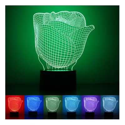 3D Illuminated Illusion Color Changing Rose LED Desk Night Light Lamp