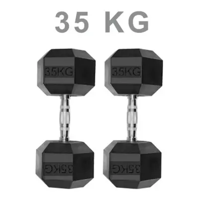 (35KG) Dumbbells Rubber Encased Weights Sets, Hexagonal Dumbbell Gym Pairs