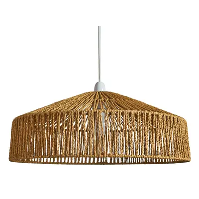 Modern Natural Tapered Woven Rope Ceiling Pendant Drum Light Shade - Complete with a 10w LED GLS