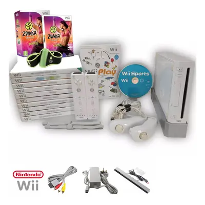 (White Console Bundle) Nintendo Wii Console Remotes + Loads of Games! Wii Sports Play Zumba