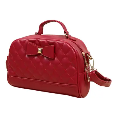 (Burgundy) Cute PU Leather Bowknot Candy Color Small Crossbody Bag for Women