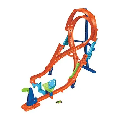 Track Set With Hot Wheels Car, Tall Figure-8 Track for Race & Stunting, Connects to Other Hot Wh