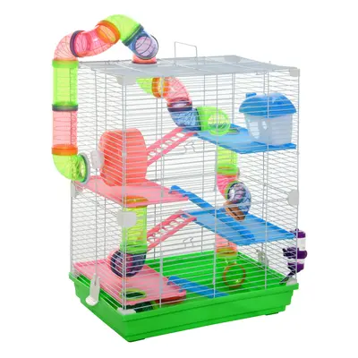 Pawhut Tier Hamster Cage Carrier Habitat w/ Exercise Wheels, Green