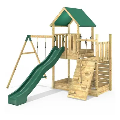 (Single Ramp) Rebo Modular Wooden Climbing Frame Adventure Playset - M3