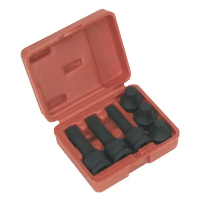 Sealey Impact Spline Socket Bit Set 1/2"Sq Drive 6pc SX052