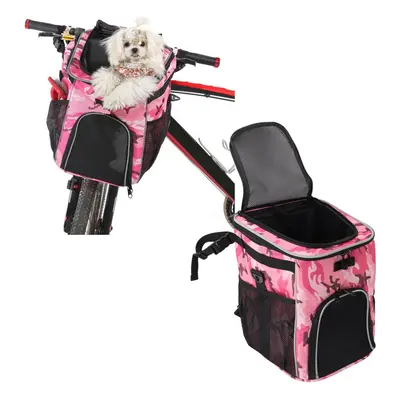 Chronus Dog Bike Basket, Waterproof Pet Bike Carrier, Removable Front Carrier Backpack with Side