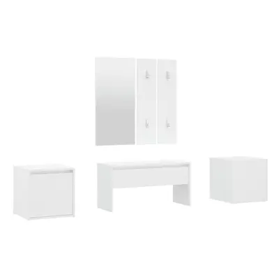 vidaXL Hallway Furniture Set White Engineered Wood Hall Bench and Coat Rack