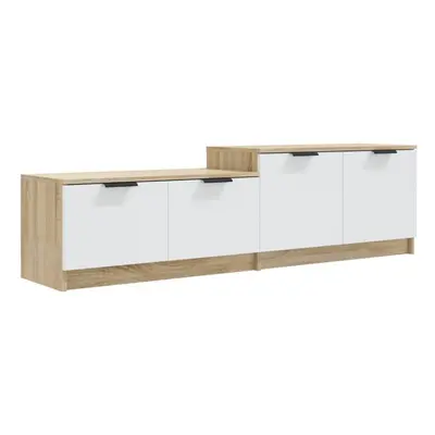 (white and sonoma oak) vidaXL TV Cabinet Engineered Wood Stereo Side Cabinet Furniture Multi Col