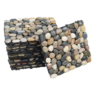 11 x Natural Real Pebble Stone Interlocking Floor Decking Tiles