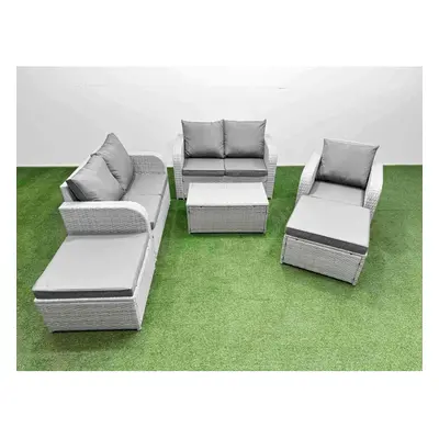 Fimous High Back Poly Rattan Garden Furniture Set with Rectangular Coffee Table Indoor Outdoor P