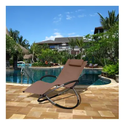 (Brown) Luxury Zero Gravity Rocking Lounger Chair with Pillow