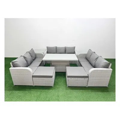 Fimous PE Rattan Lounge Sofa Set Seater Outdoor Garden Furniture Set with Seater Sofa Big Footst