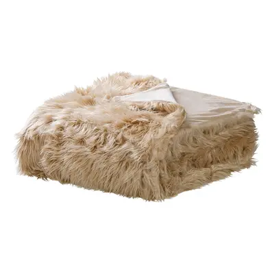 Faux Fur Bedspread x cm Light Brown DELICE