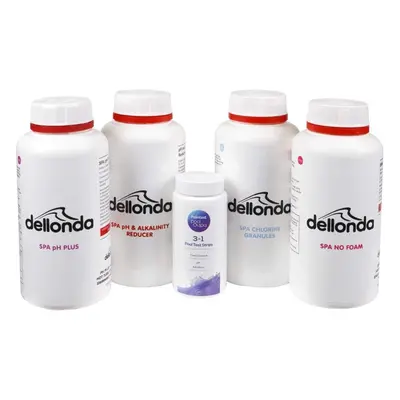 Dellonda Hot Tub/Spa Starter Kit, Chlorine Granules, pH Increaser, Dry Acid, Foam Down & Test St