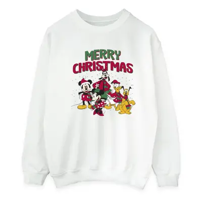 (XL, White) Disney Mens Mickey Mouse Merry Christmas Characters Sweatshirt