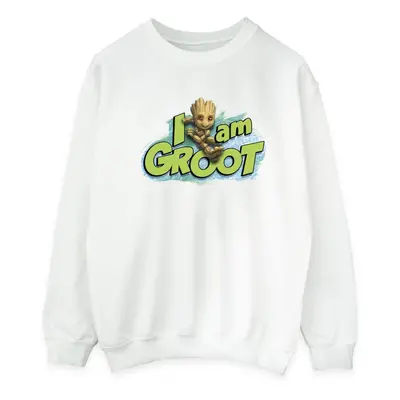 (S, White) Marvel Mens Guardians Of The Galaxy I Am Groot Jumping Sweatshirt