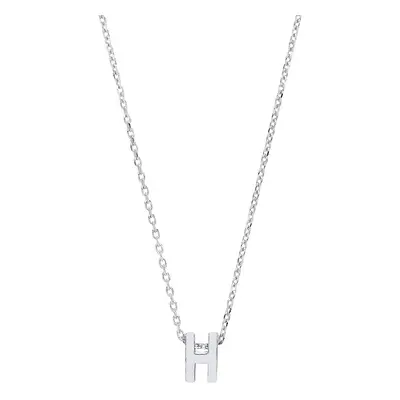 Jewelco London Ladies Sterling Silver Letter H Initial Pendant Necklace inch - GIN4H