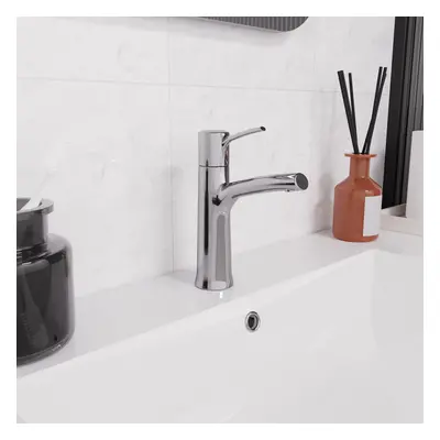 Modern Deck Mounted Polished Chrome Bathroom Basin Mono Mixer Tap