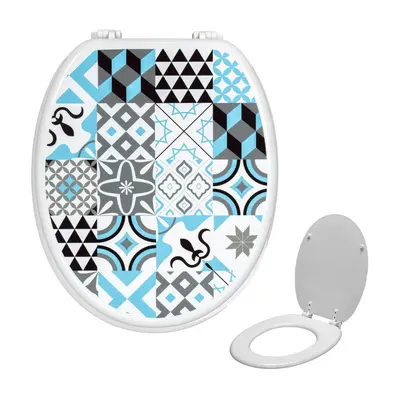 Universal Classic Oval Shaped Design Toilet Seat & Fixings Tile Pattern Print