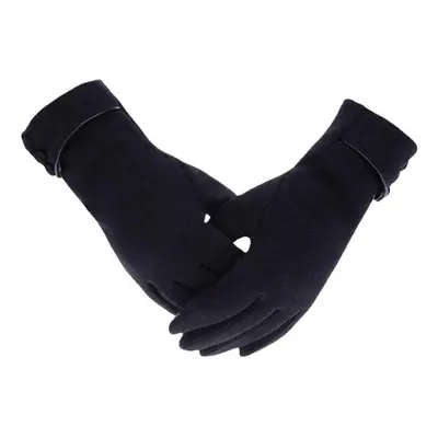 (Black) Women Unisex Warm Touch Screen Fleece Gloves No-Slip Cycling Outdoor Windproof Ski Glove