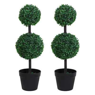 Outsunny PCS Artificial Double Ball Tree w/ Pot Home Decoration Imitation 15cm