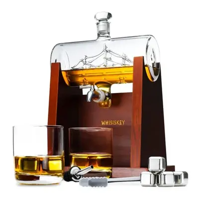 Whisiskey Whiskey Decanter Sailing Ship - ml Whiskey Carafe Set - Gifts for Men Inc. Whiskey Gla