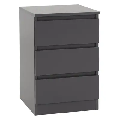 (Grey) Malvern Drawers Bedside in Black/Grey/White/Oak