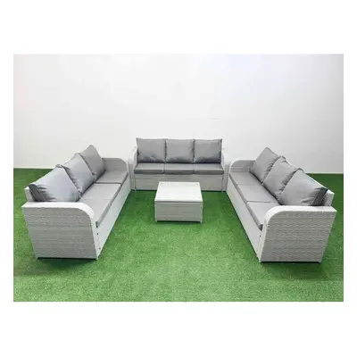 Fimous PE Rattan Lounge Sofa Set Seater Outdoor Garden Furniture Set with Square Coffee Table Se