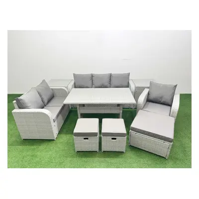 Fimous Patio PE Wicker Seater Outdoor Rattan Furniture Sofa Sets with Reclining Chair Loveseat S