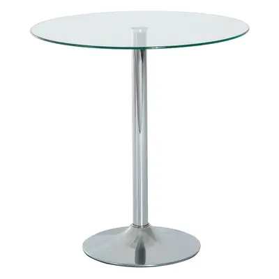 HOMCOM Round Dining Table Bistro Pub Counter w/ Tempered Glass Top for Kitchen