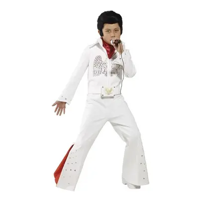 Smiffy's Children's Elvis Costume, Jumpsuit & Scarf, Ages 7-9, Colour: White, - elvis costume bo