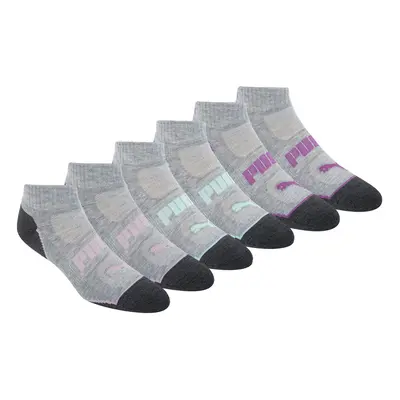 PUMA womens Pack Quarter Crew Running Socks Grey/Purple/Blue 11