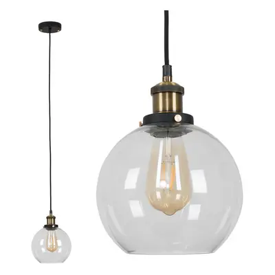 Modern Vintage Black & Gold Ceiling Pendant Glass Globe Light Fitting