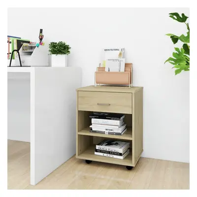 vidaXL Rolling Cabinet Sonoma Oak Chipboard Home Drawer Rolling Office Cabinet