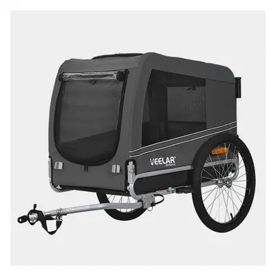 (Grey/Black) Large Bike Dog Trailer & Stroller in Pet Trailer Paking brakes