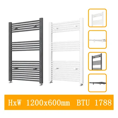 (anthracite, 1200x600mm) Stylish Straight Towel Rail HeatingTowel Radiator