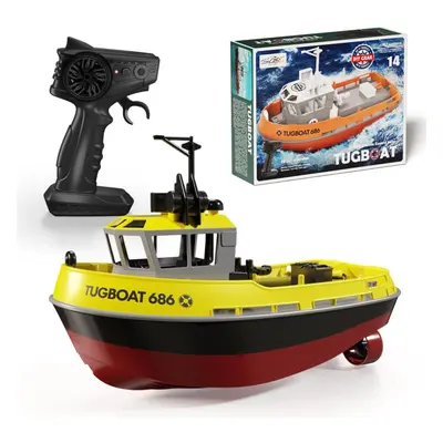 (yellow) Rc Tugboat 2.4g Remote Control Ship Dual Motor Power Proportionally Adjustable Steering