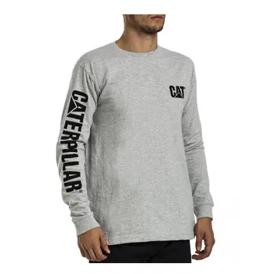 Caterpillar Mens Trademark Banner Long Sleeve T-Shirt Top - Grey