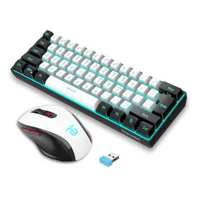 2.4G Wireless Gaming Keyboard and Mouse Combo, Include Mini 60% Merchanical Feel RGB Backlit Key