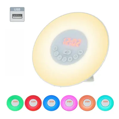 Digital LED Clock with Color Switch and FM Radio Sunrise Alarm Clock