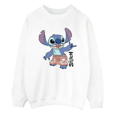 (M, White) Disney Womens/Ladies Lilo & Stitch Bermuda Shorts Sweatshirt